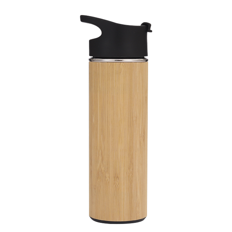 クリエイティブ 450ml 竹製フリップトップ魔法瓶カップ Bamboo Thermos