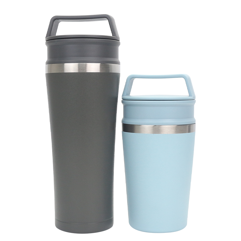 320ml/450ml 304ステンレススチールスパイラルテクスチャーフロストコーヒーマグ頑丈なハンドル